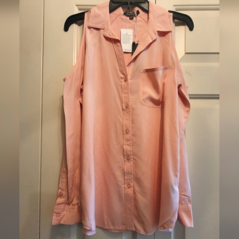 Velvet Heart Cold Shoulder Long Sleeve Peach Blouse